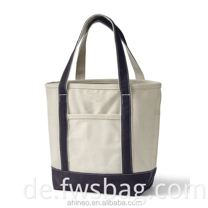 China Hersteller Heavy Deluxe Medium Natural Navy Beach Open Top Boat Tote Canvas-Tasche für den USA E-Commerce Store